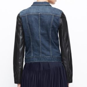 Ann Taylor denim jacket with vegan leather sleeves